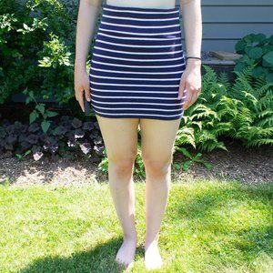 LAST CHANCE SALE Navy/White Striped High Waisted Pencil Skirt